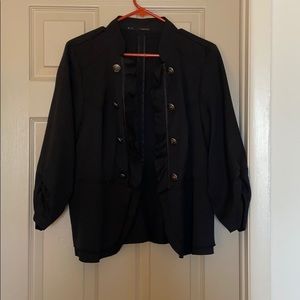 Black military style jacket with poplin back
